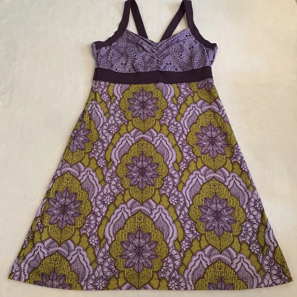 Prana | Amaya Athletic Active Dress Lupine Scallop Purple/Green Mandala Print S - Picture 3 of 16